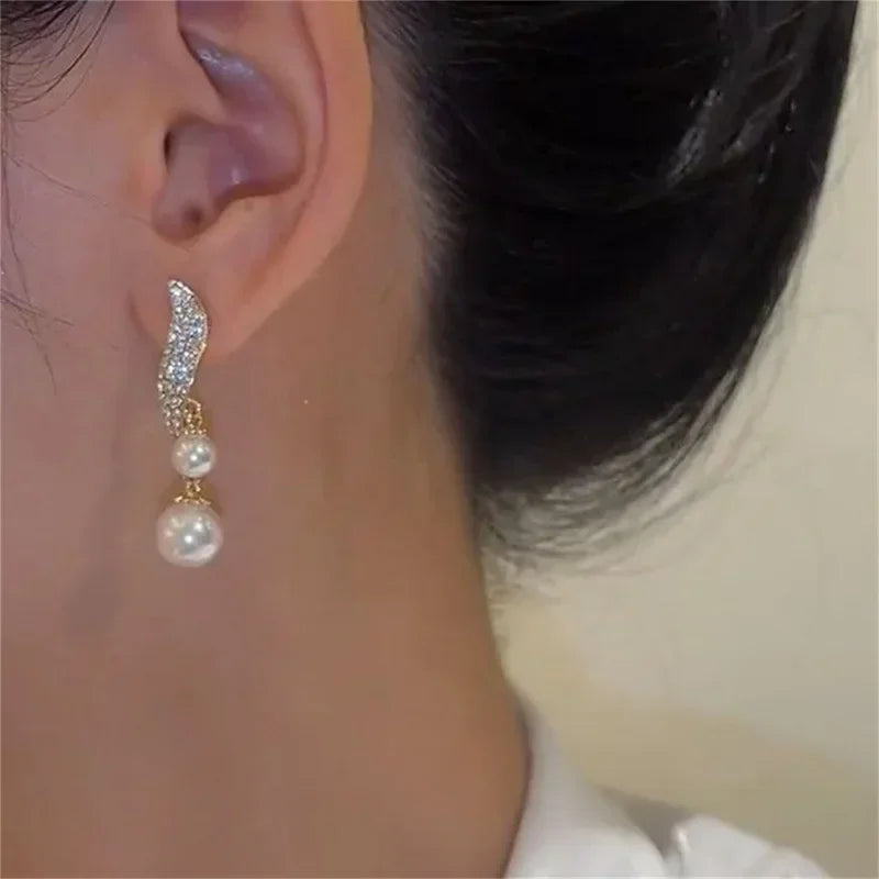 Crystal Long Drop Earrings for Weddings"