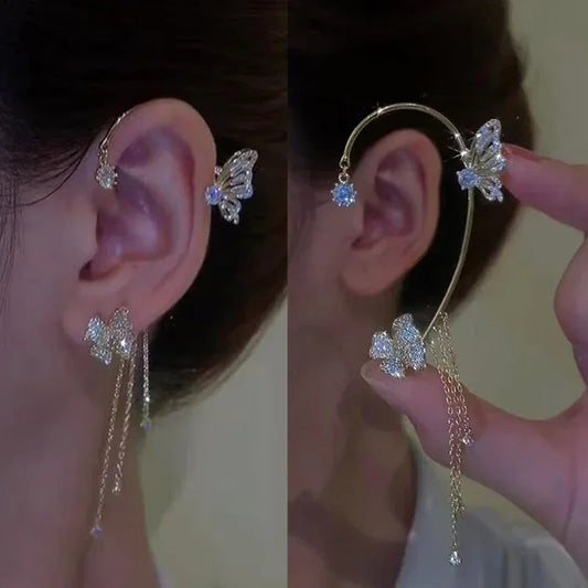 Fashion Crystal Butterfly Clip Earring for Women