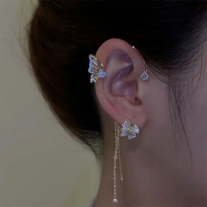 Fashion Crystal Butterfly Clip Earring for Women