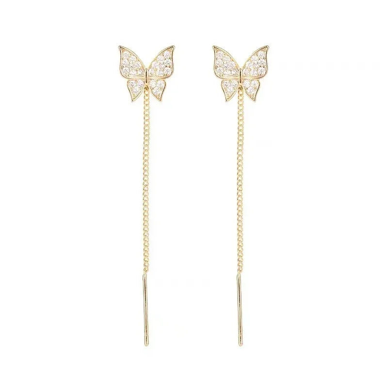 Crystal Long Drop Earrings for Weddings"