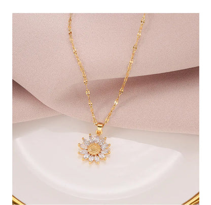 Gold Plated Sunflower Necklace for Women Jewelry