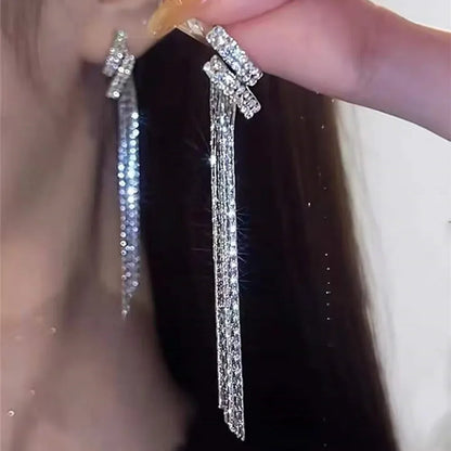 Crystal Long Drop Earrings for Weddings"